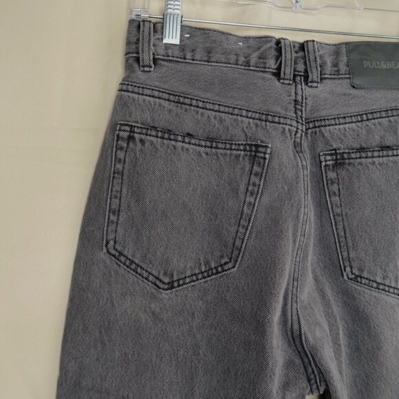 Pull & Bear High Waist Mom Jeans Gray Denim Cotton Straight Leg Women's Size 6 - Picture 7 of 13